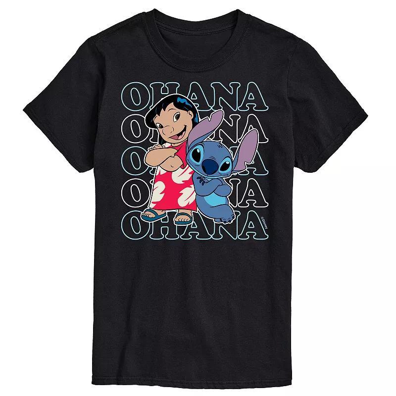 Disneys Lilo and Stitch Big & Tall Ohana Graphic Tee, Mens Blue Product Image