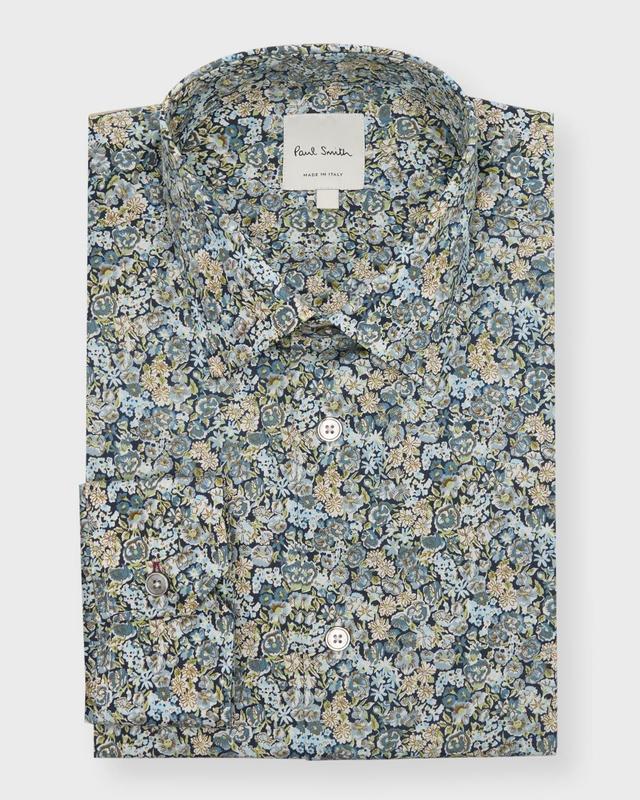 Mens Cotton Liberty Floral Printed Dress Shirt Product Image