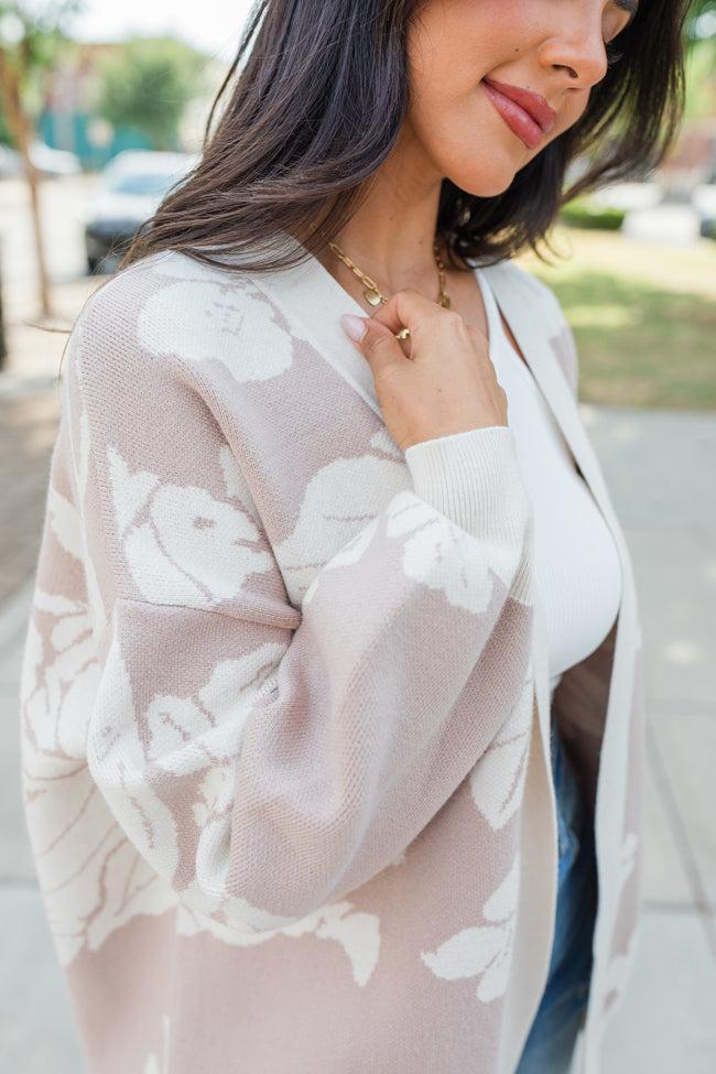 Trying Your Best Beige Floral Cardigan FINAL SALE Product Image