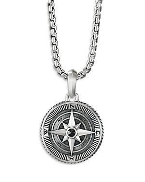 Mens Maritime Compass Amulet with Center Black Diamond Product Image