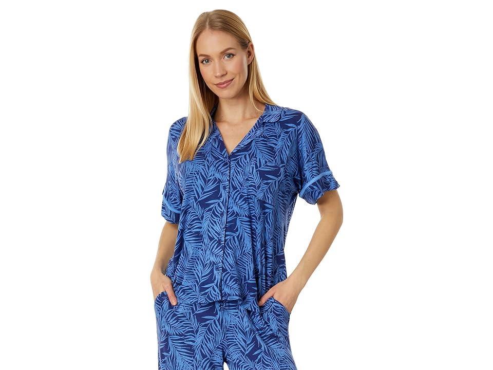 Tommy Bahama Short Sleeve Cropped PJ Set Palm) Women's Pajama Sets Product Image