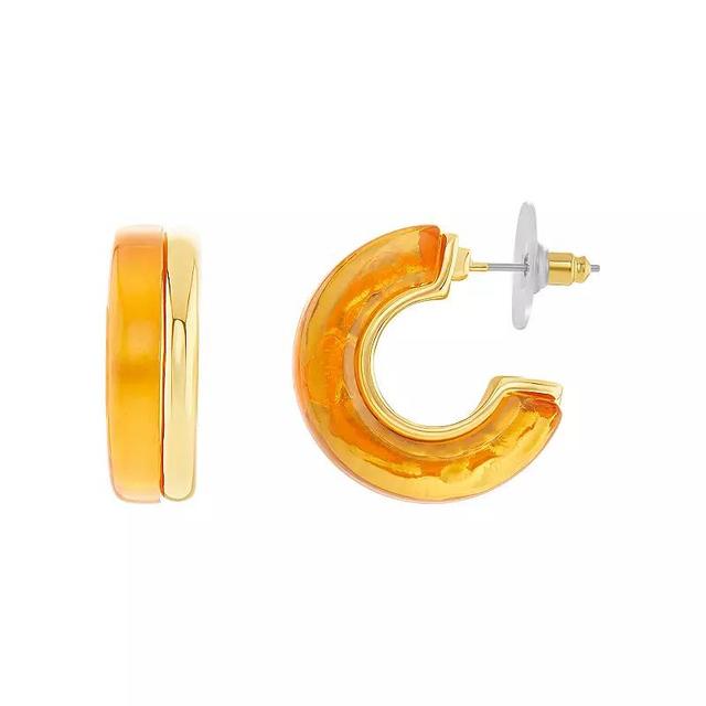 Emberly Gold Tone Orange Resin Double C-Hoop Earrings, Womens Product Image