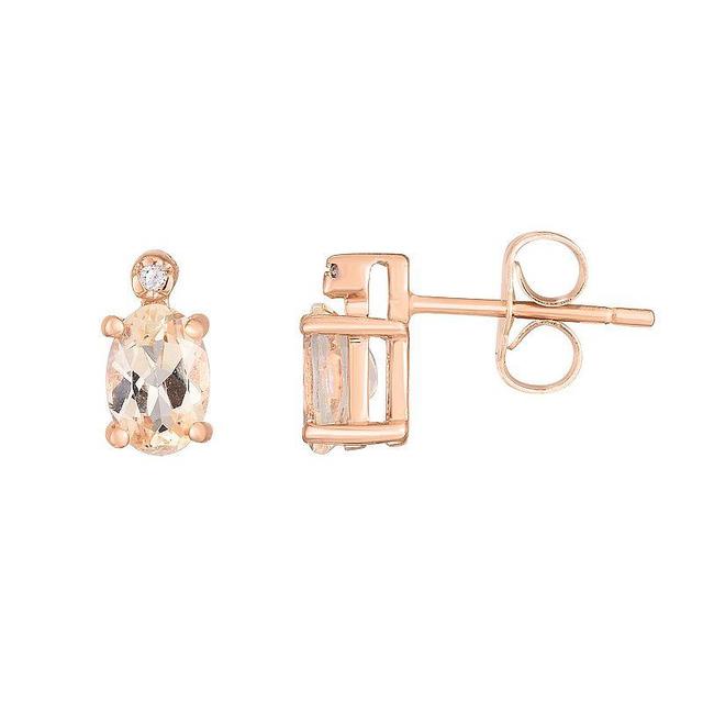 14k Rose Gold Diamond Accent & Topaz Stud Earrings, Womens Product Image