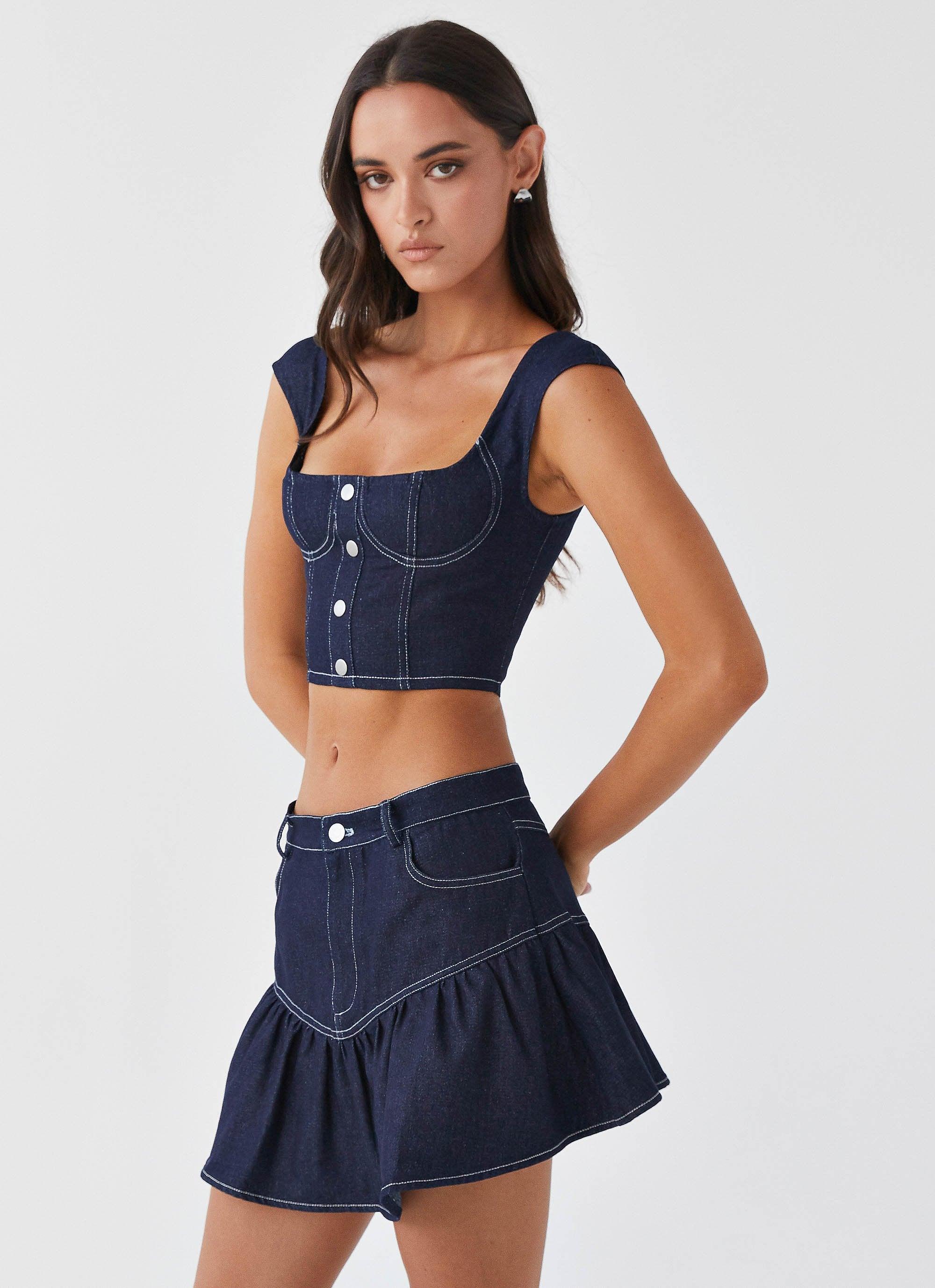 Marielle Denim Mini Skirt - Indigo Product Image