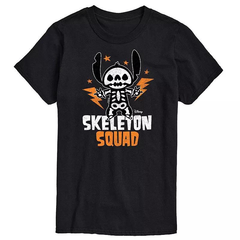 Disneys Lilo & Stitch Big & Tall Skeleton Squad Graphic Tee, Mens Black Product Image