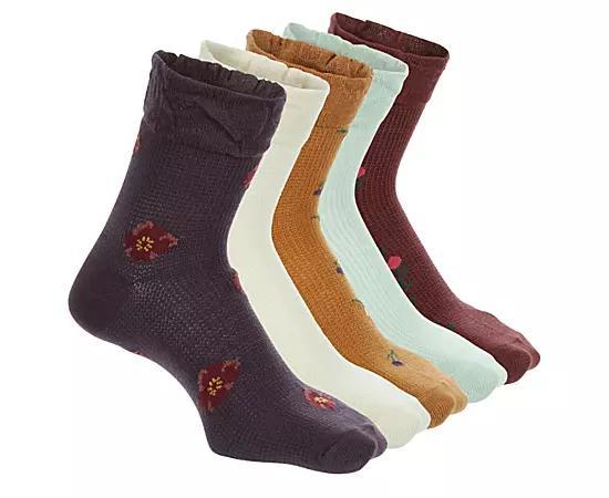 Xappeal Womens Floral Waffle Slouch Welt Quarter Socks 5 Pairs Product Image