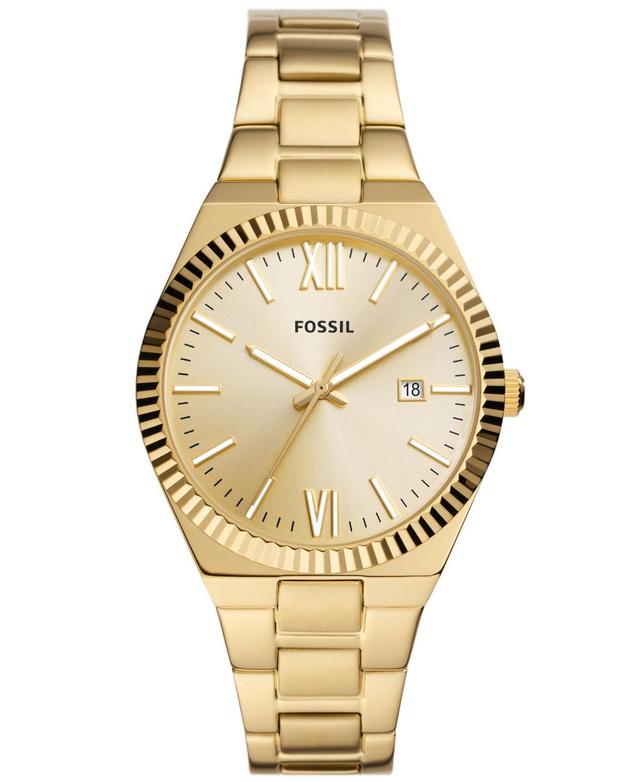 Fossil Womens Scarlette Three-Hand Gold Stainless Steel Bracelet Watch Product Image