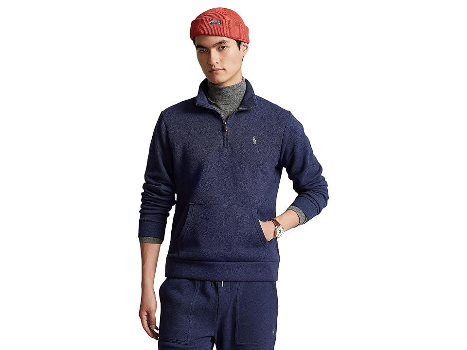 Polo Ralph Lauren Double Knit Mesh 1/4 Zip Sweatshirt (Alpine Heather) Men's Clothing Product Image