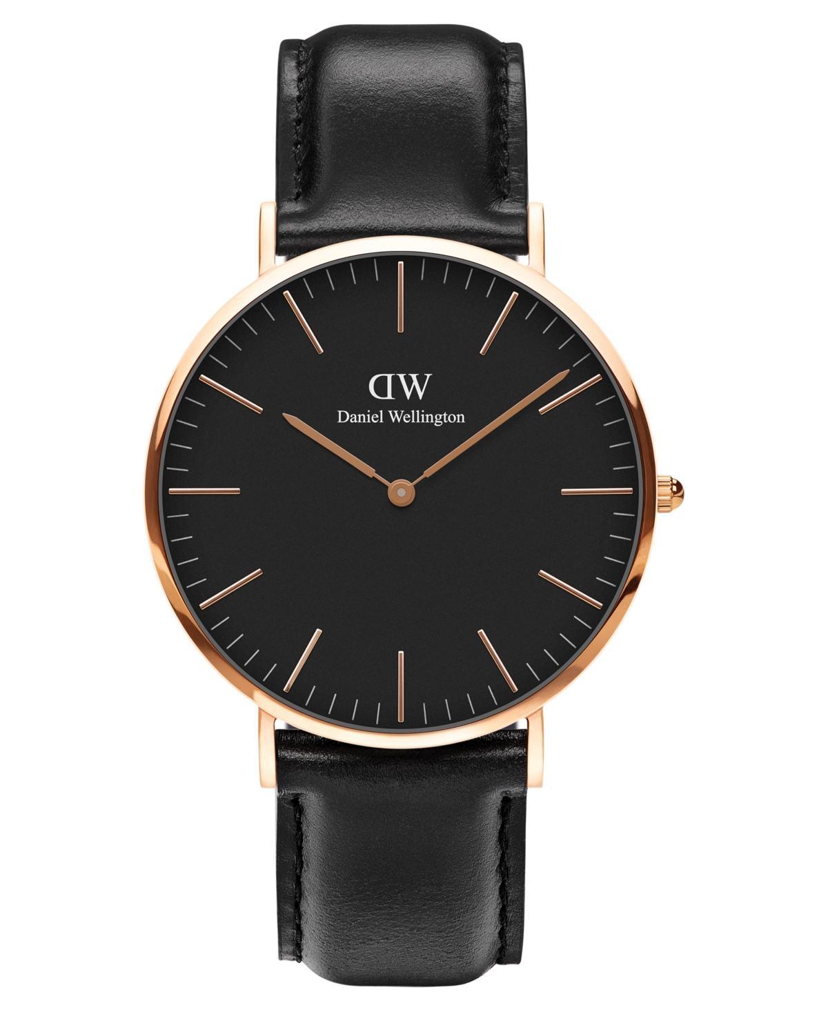 Daniel Wellington Mens Classic Sheffield Black Leather Watch 40mm Product Image