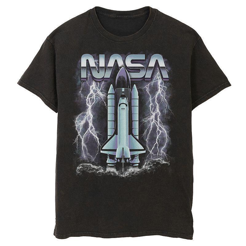 Mens NASA Rocket Ship Struck By Lightning Graphic Tee Product Image