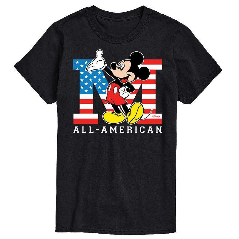 Disneys Mickey Mouse Mens Flag Graphic Tee Med Grey Product Image