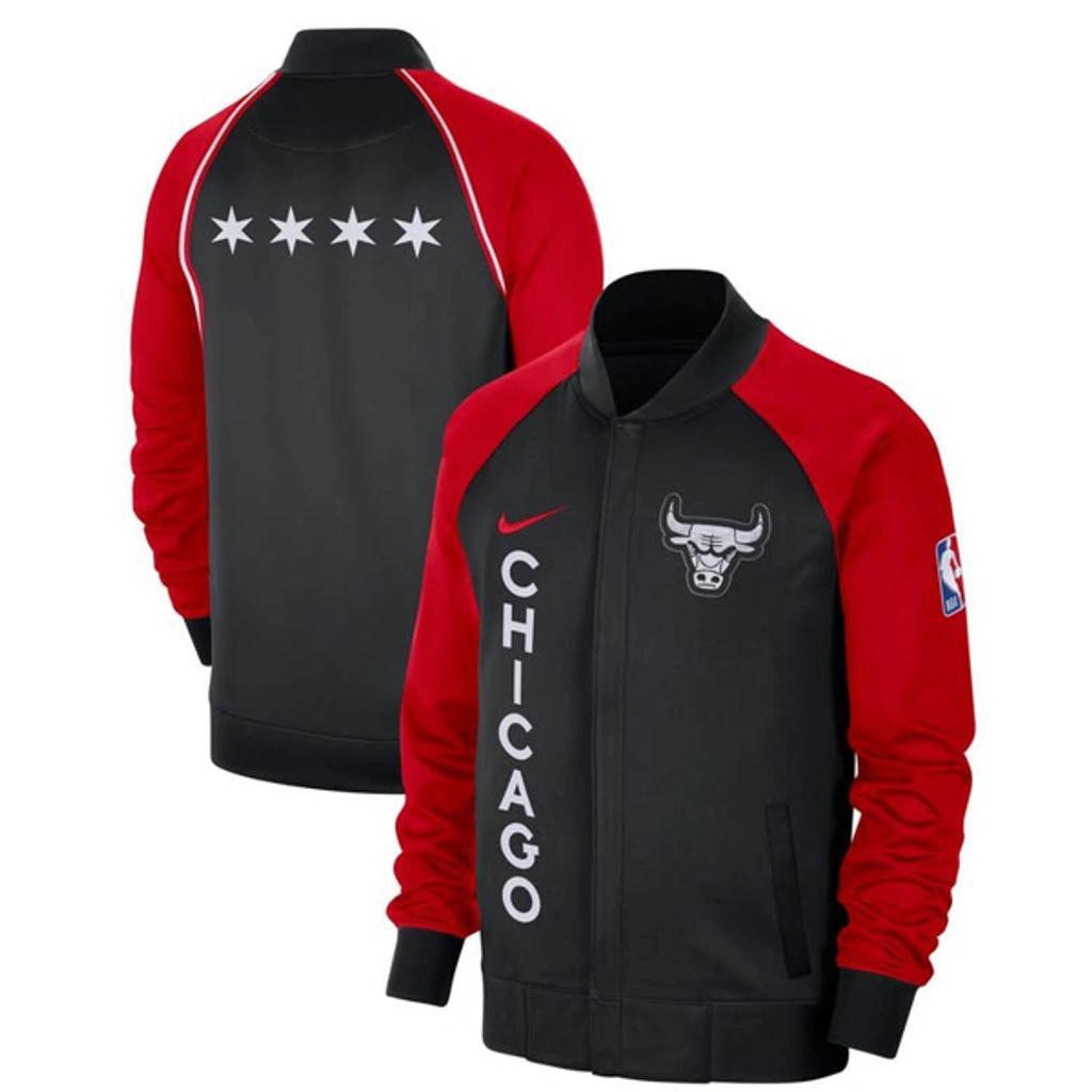 NIKE Men's  Black, Red Chicago Bulls 2023/24 City Edition Authentic Showtime Performance Raglan Full- In Black,red Product Image