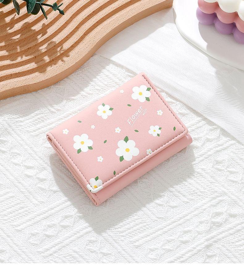 Floral Faux Leather Trifold Wallet Product Image