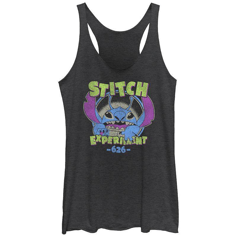 Disneys Lilo & Stitch Not Today Tri-Blend Juniors Racerback Graphic Tank, Girls Black Grey Product Image