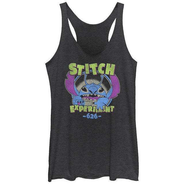 Disneys Lilo & Stitch Womens Experiment 626 Alien Mode Tri-Blend Racerback Tank Top, Girls Black Grey Product Image