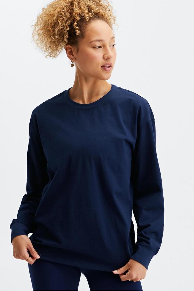 Fabletics Long Sleeve Boyfriend Tee Womens blue Size M Product Image