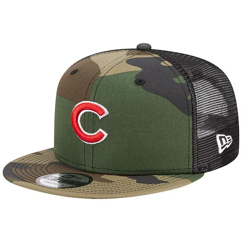 Mens New Era Camo Chicago Cubs Woodland Camo Trucker 9FIFTY Snapback Hat Product Image