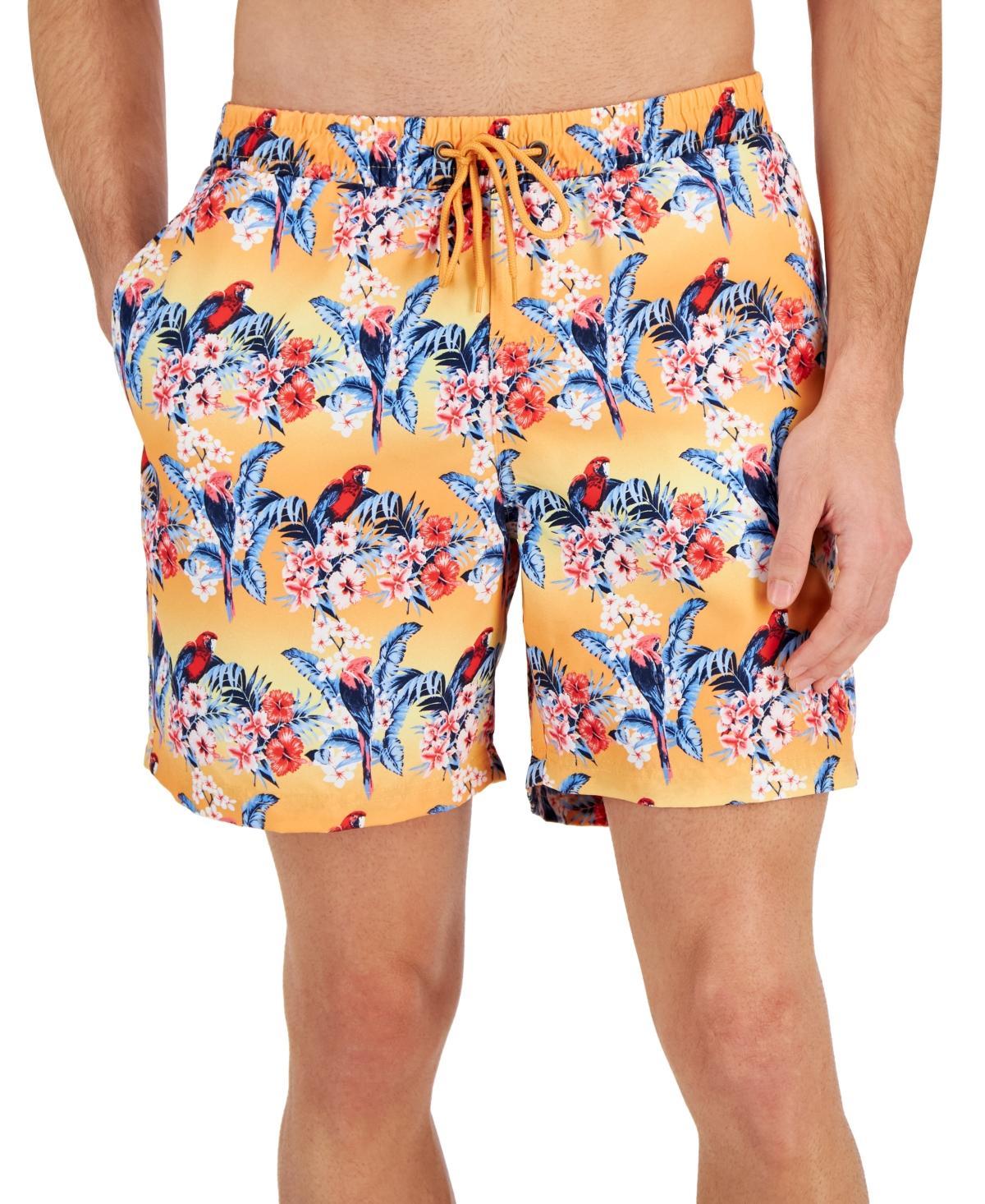 Club Room Mens Bird Tropical Floral-Print Quick-Dry 7 Swim Trunks, Created for Macys Product Image