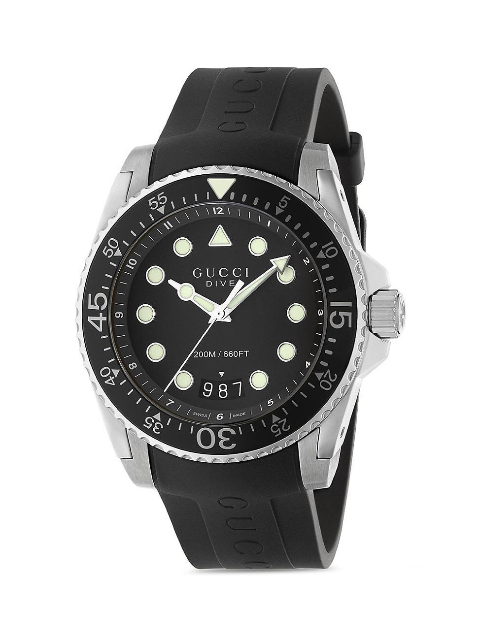 Mens Gucci Dive Stainless Steel Rubber Strap Watch Product Image