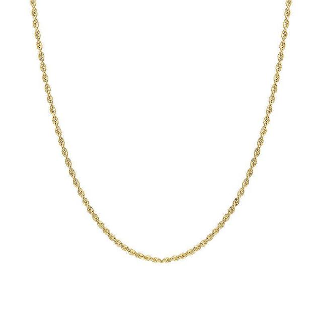 Jordan Blue 14k Gold 2 mm Rope Chain Necklace, Womens Yellow Product Image