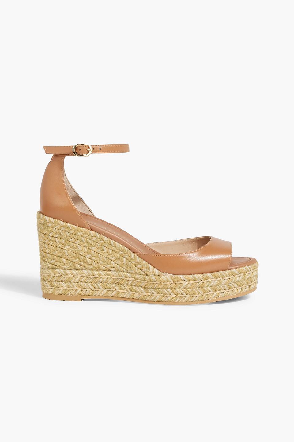 STUART WEITZMAN Barelynude Leather Espadrille Wedge Sandals In Light Brown Product Image