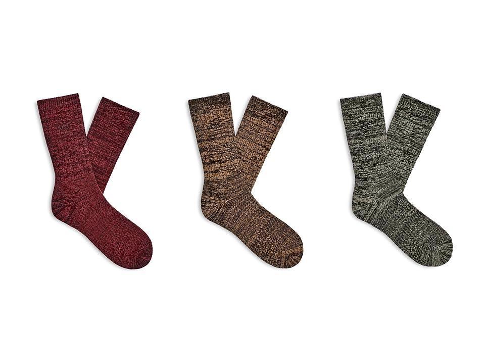 UGG Trey Rib Knit Cozy 3 Pack (Rubious / Chestnut / Moss Green) Men's Knee High Socks Shoes Product Image