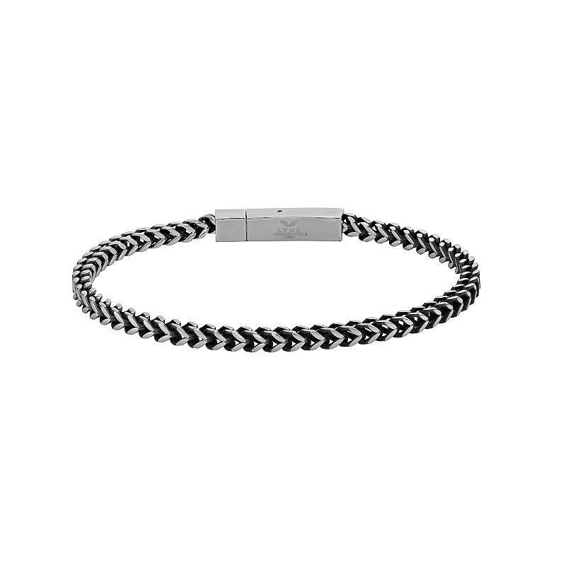 Mens LYNX Stainless Steel Foxtail Chain Bracelet Grey Product Image