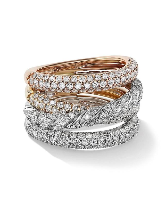 Womens Pavflex 4-Row Ring In Tri-Tone 18K Gold With Diamonds Product Image