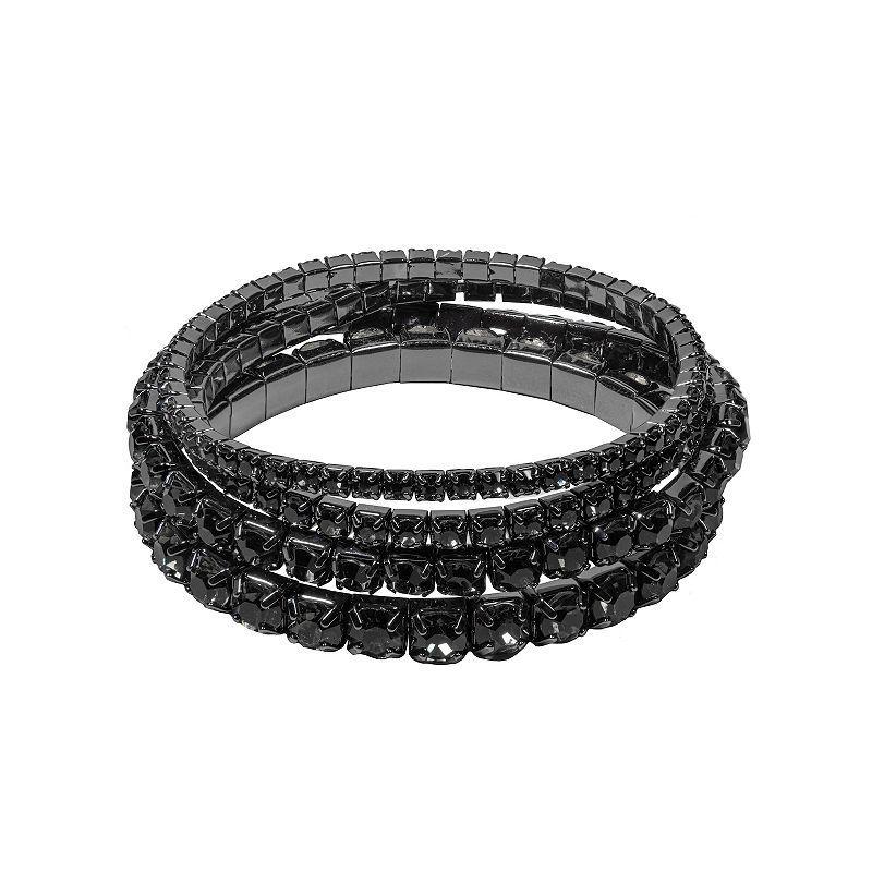 Emberly Hematite Multi Chain Crystal Bracelet Set, Womens, Gray Product Image