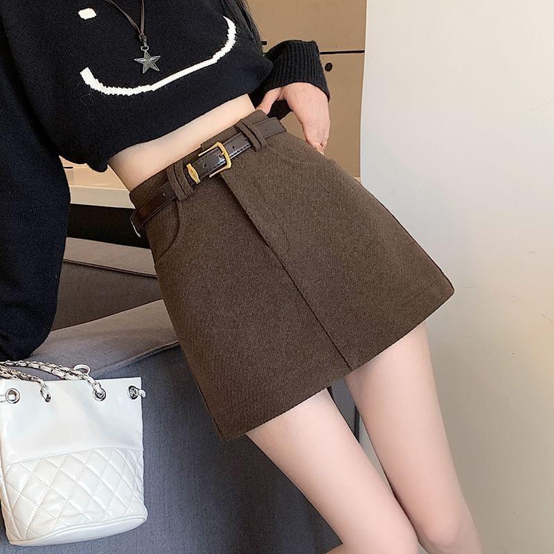 High Waist Plain Mini Skirt product image