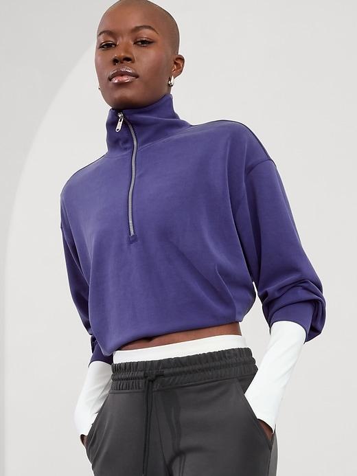 Seasoft 1/4 Zip Bubble Hem Sweatshirt Product Image