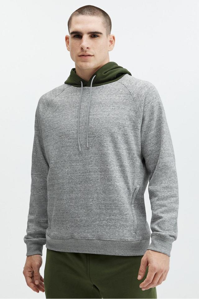 Fabletics Men The Go-To Hoodie male Mid Grey Htr/Olive Size XS Product Image