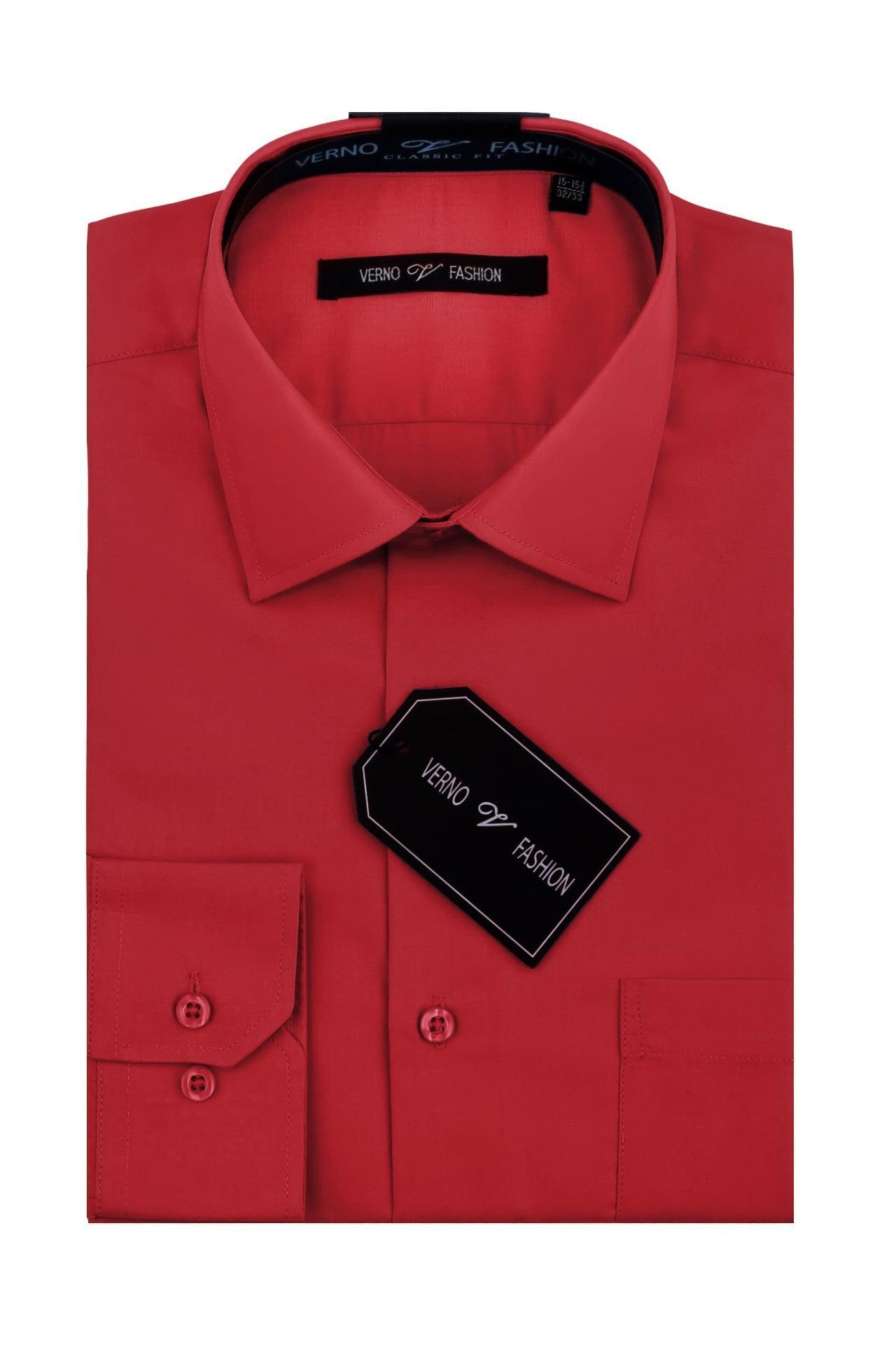 Cotton Blend Dress Shirt Regular Fit In Brick Red Product Image