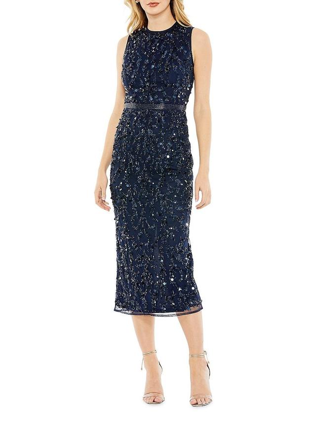 Womens Sequin High-Neck Midi-Dress Product Image