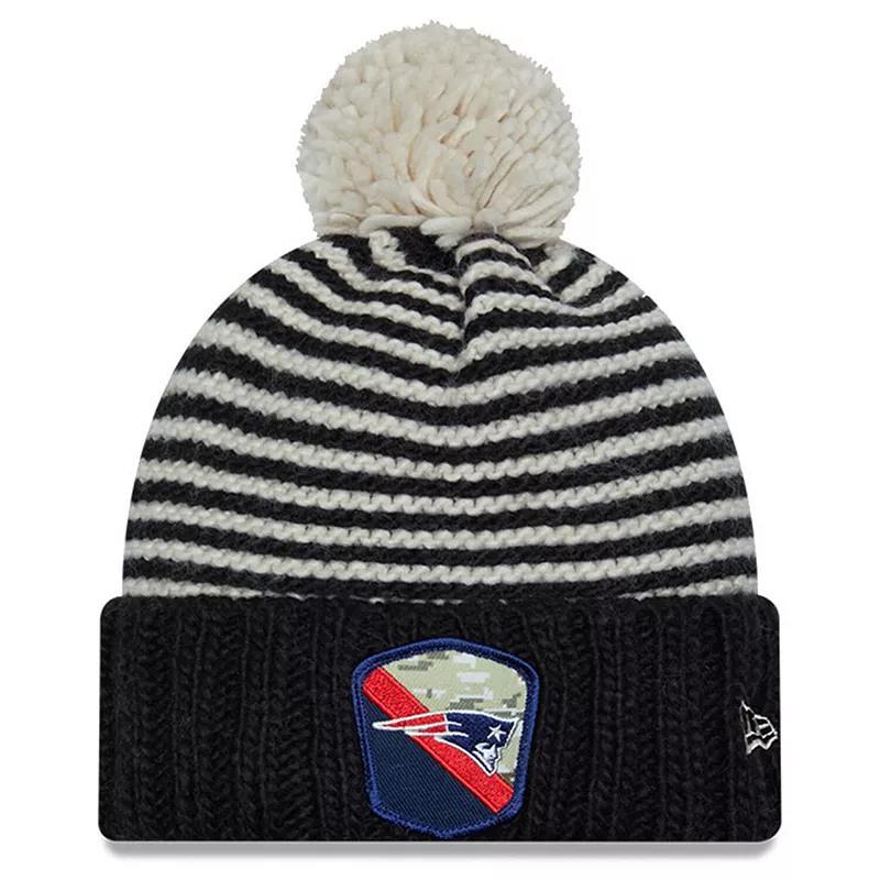 Womens New Era Black New England Patriots 2023 Salute To Service Cuffed Pom Knit Hat Product Image