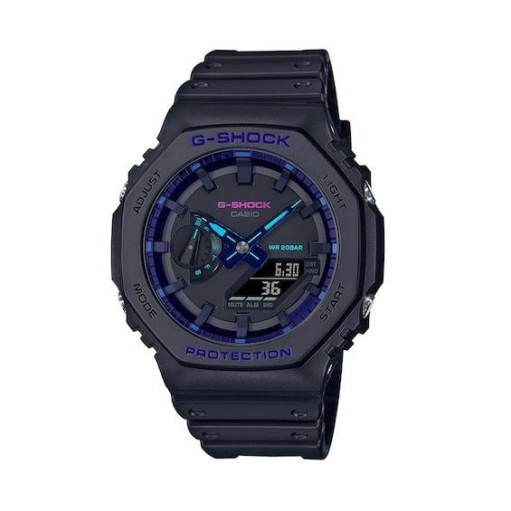 Men's Casio G-Shock Classic Virtual Blue Series Black Resin Strap Watch with Black Dial (Model: Ga2100Vb-1A) Product Image