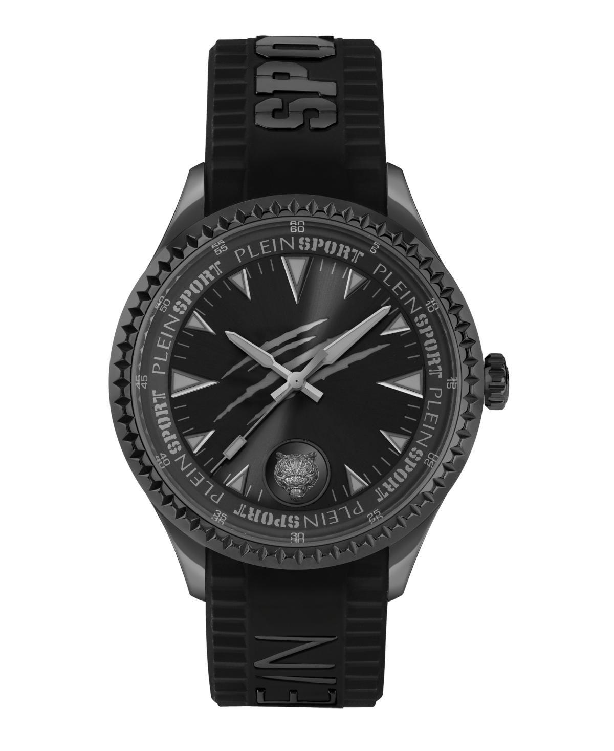 Philipp Plein Mens Lineman Analog Black Silicone Strap Silver Metal 45mm Watch Product Image