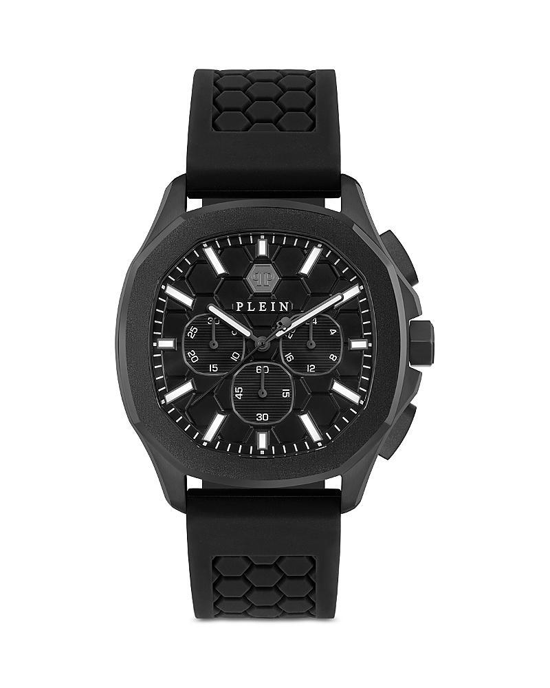 Philipp Plein Mens Chronograph Spectre Black Silicone Strap Watch 44mm Product Image