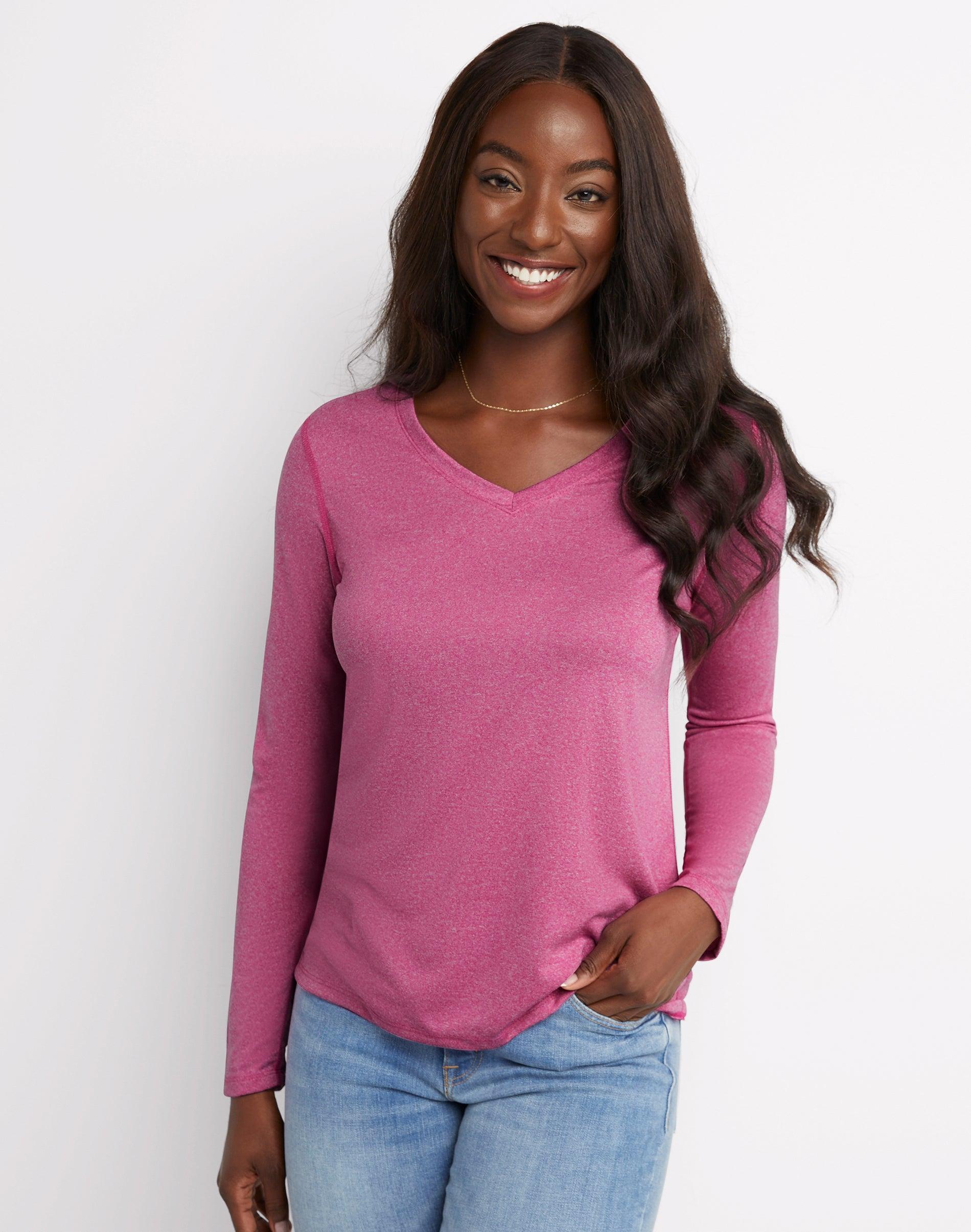 Womens Hanes Cool Dri Long-Sleeve Performance V-Neck Tee Product Image