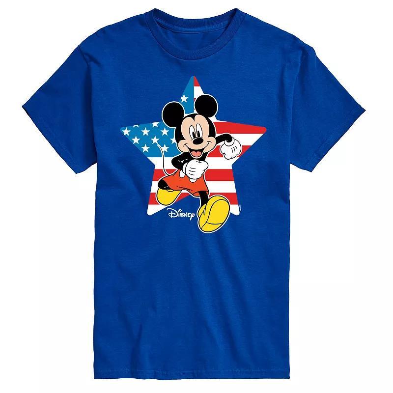 Disneys Mickey Mouse Mens USA Flag Graphic Tee Grey Product Image