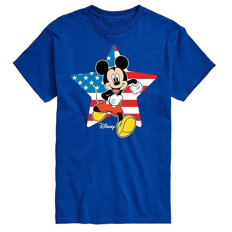 Disneys Mickey Mouse Big & Tall Flag Star Graphic Tee, Mens Blue Product Image