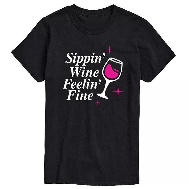 Mens Sippin Wine Feelin Fine Graphic Tee Blue Product Image