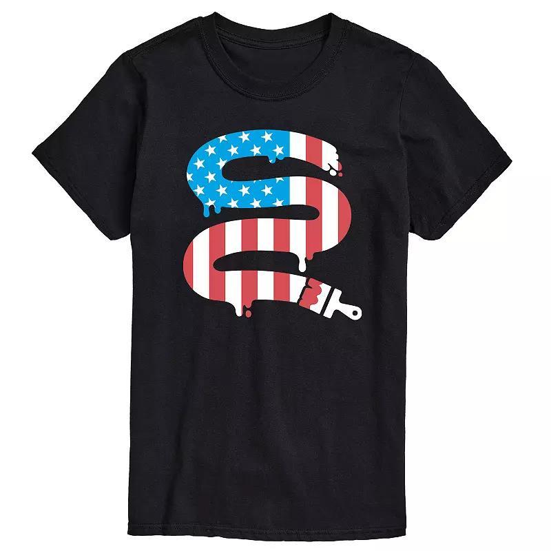 Big & Tall Paintbrush American Flag Graphic Tee, Mens Blue Product Image