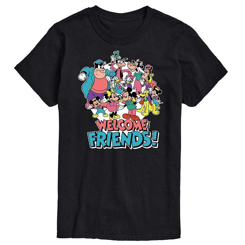 Disneys Mens Welcome Friends Graphic Tee Black Product Image