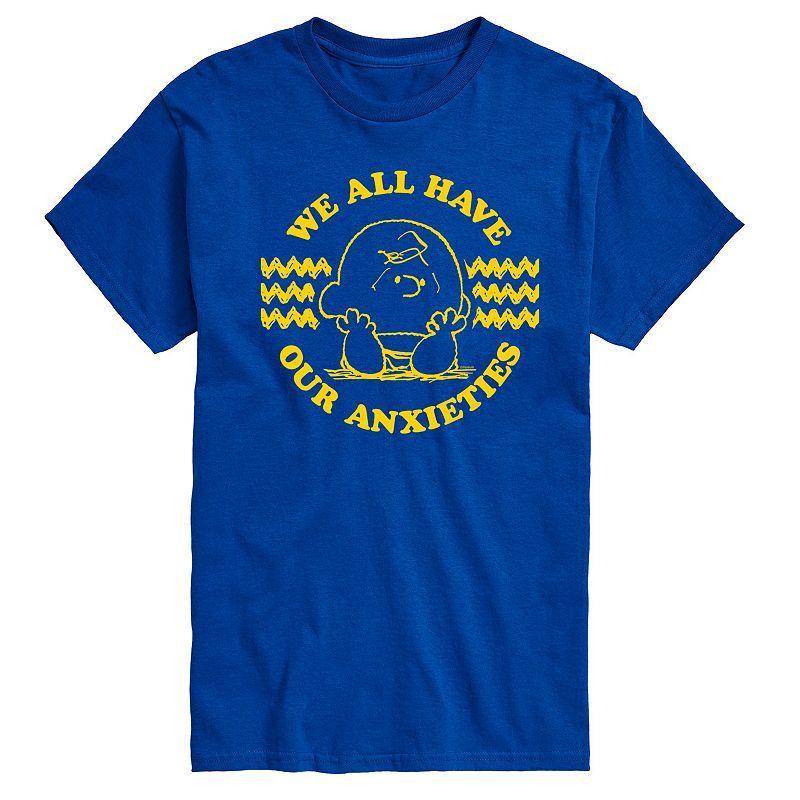 Mens Peanuts We All Have Our Anxieties Graphic Tee Blue Product Image