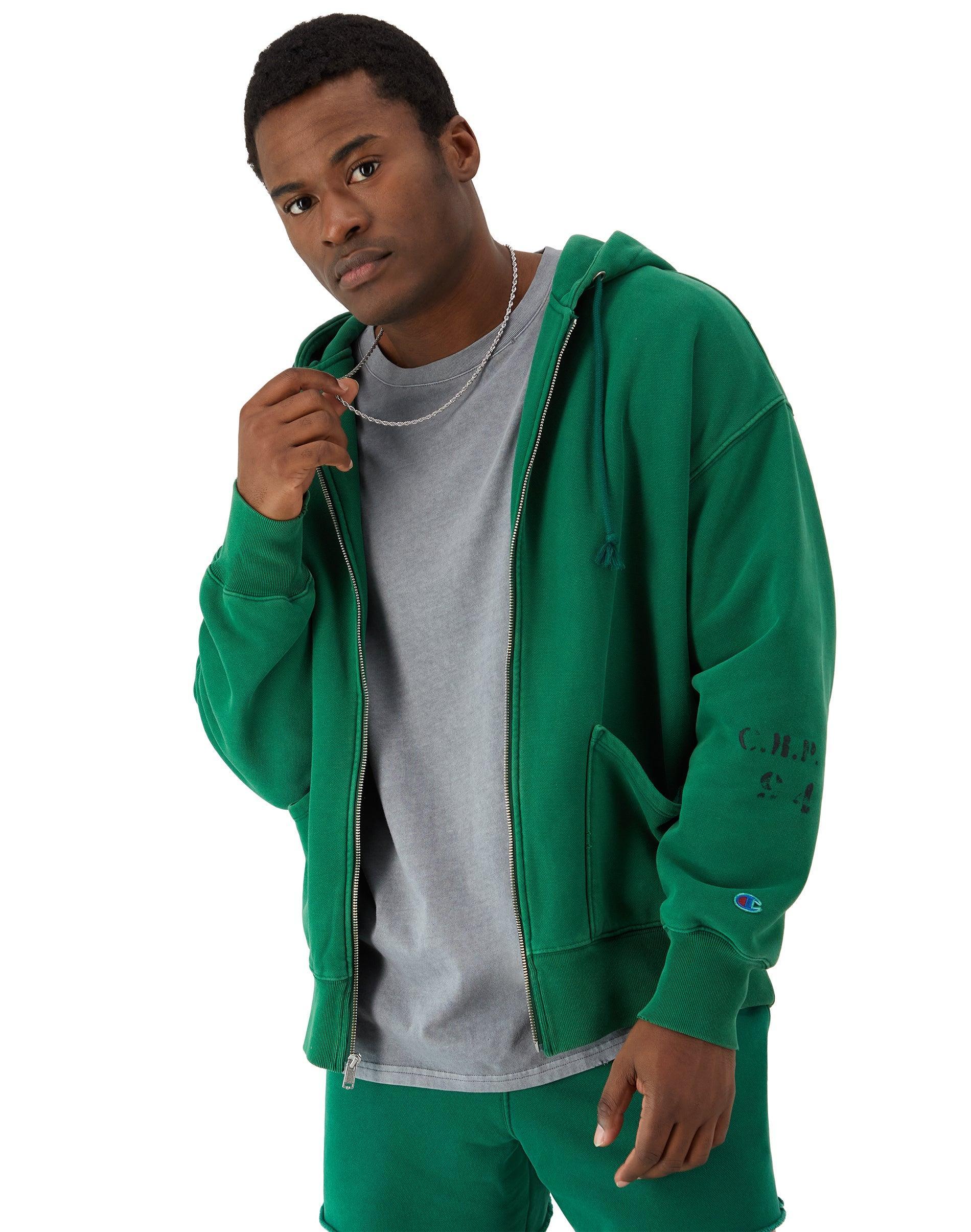 Mens Champion R-Chival Reverse Weave Full-Zip Hoodie, Ink Stamped Time Capsule Surf The Web XL Product Image