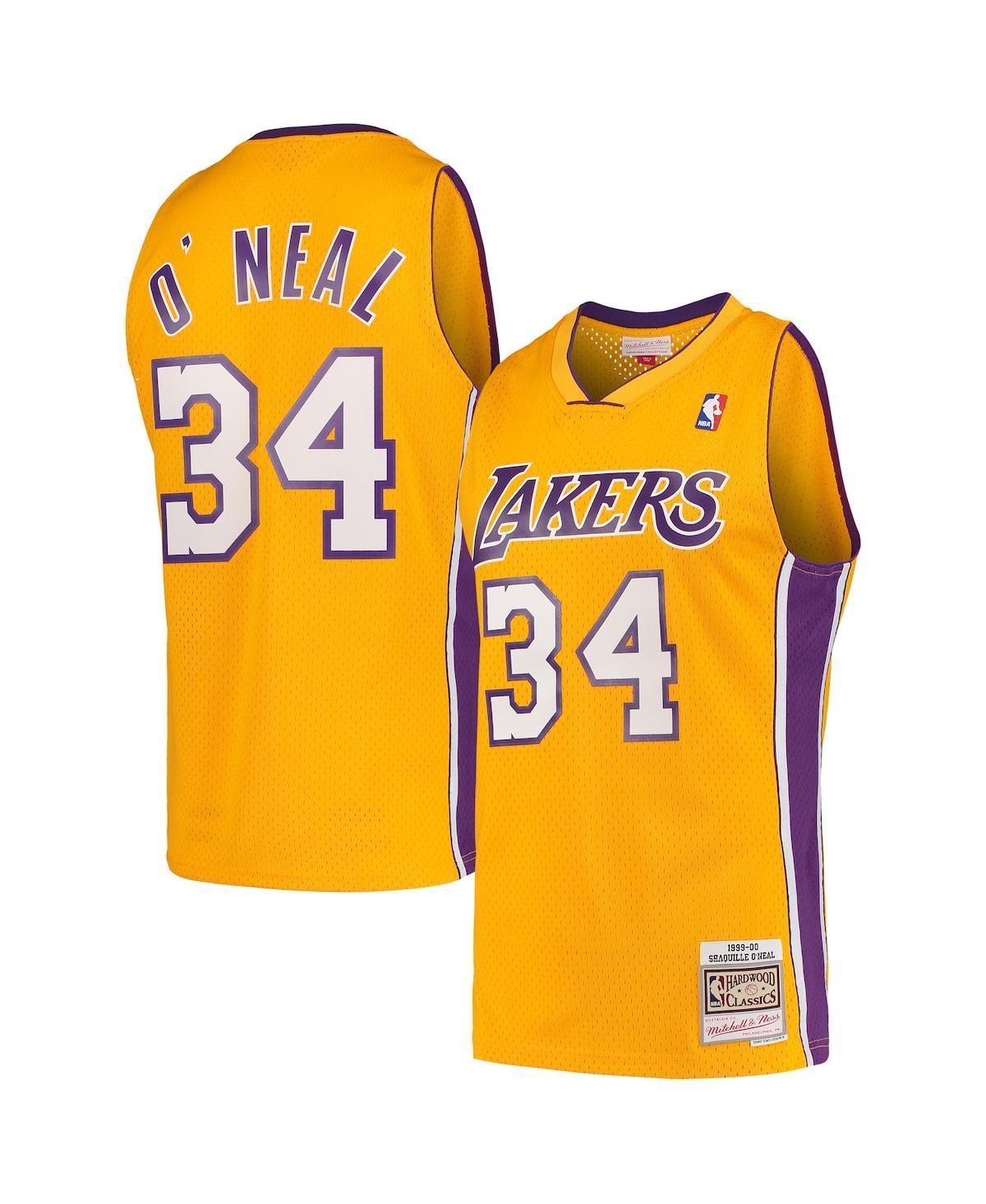 Mens Magic Johnson Gold Los Angeles Lakers 1984-85 Hardwood Classics Swingman Jersey - Gold Product Image