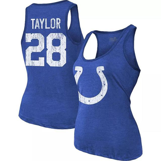 Womens Majestic Threads Jonathan Taylor Royal Indianapolis Colts Player Name & Number Tri-Blend Tank Top Product Image