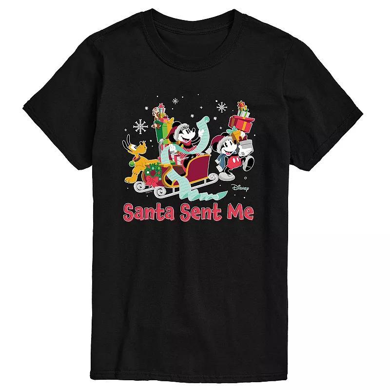 Disneys Mickey Mouse & Friends Mens Santa Sent Me Graphic Tee Product Image