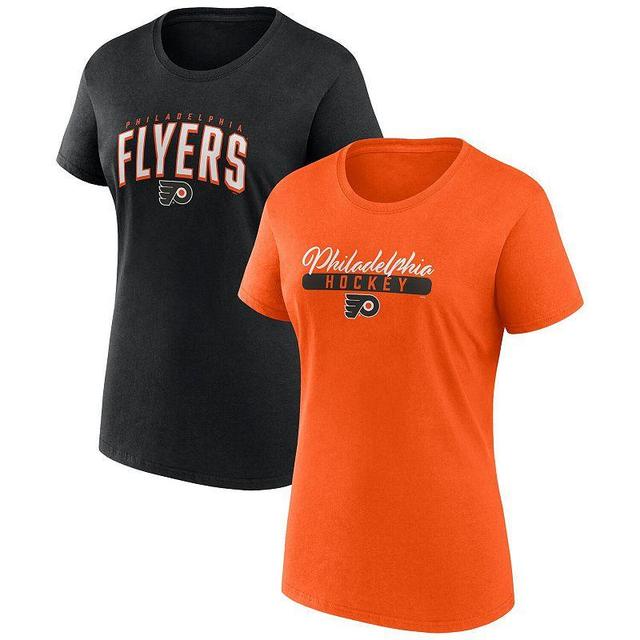 Womens Fanatics Branded Orange/Black Philadelphia Flyers Two-Pack Fan T-shirt Set Product Image